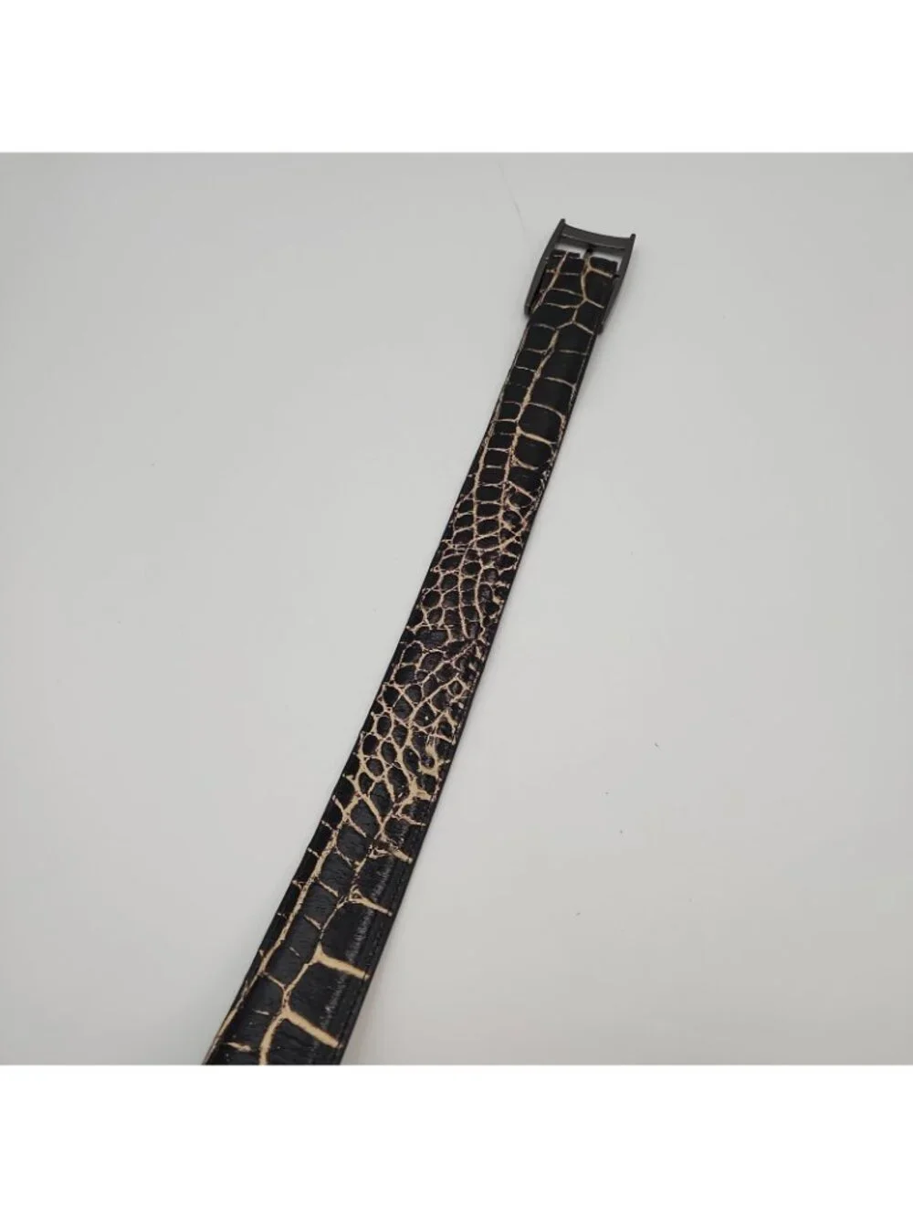 Mens Black Brown Crocodile Leather Belt 34 Removable Buckle Fits 31-35